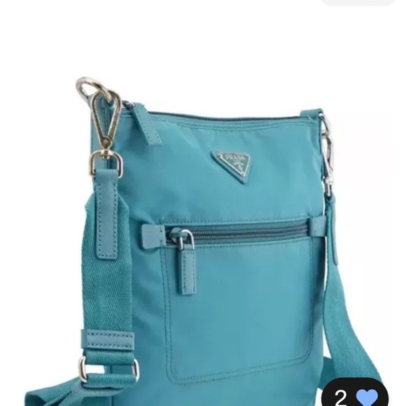 ‘Like New’ Authentic PRADA Turquoise Nylon Shoulder Crossbody Bag Purse - Picture 8 of 10